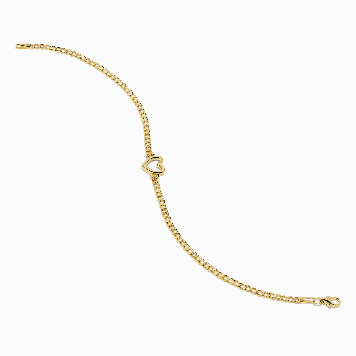 Heart Curb Chain Bracelet in 14K Yellow Gold view 2