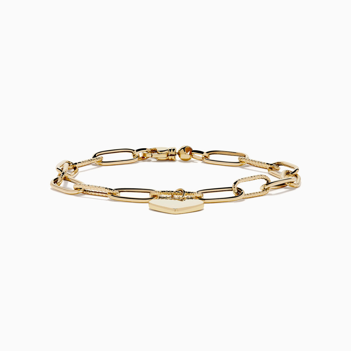 Paperclip Heart Charm Chain Bracelet in 14K Yellow Gold view 3