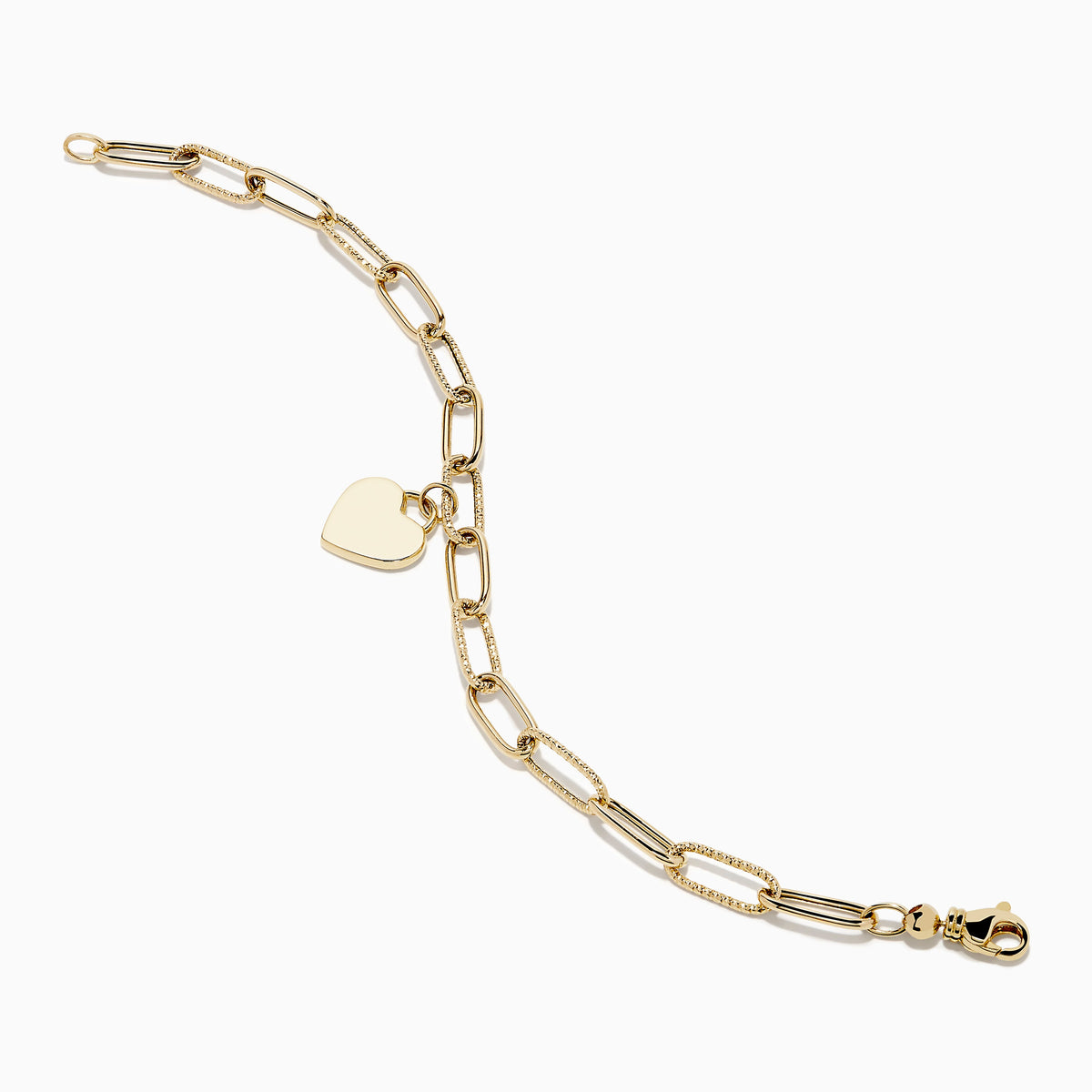 Paperclip Heart Charm Chain Bracelet in 14K Yellow Gold view 2