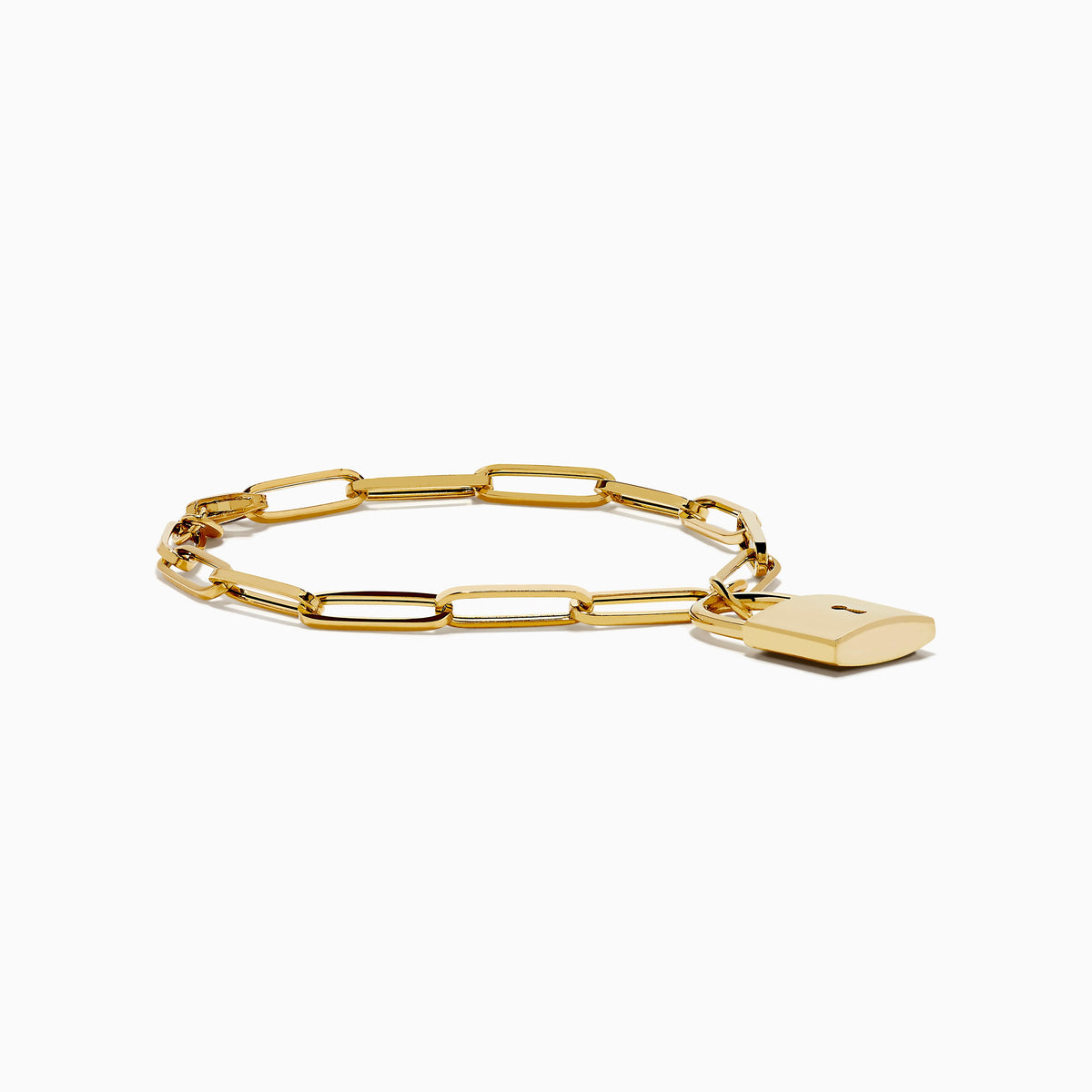 Paperclip Bracelet with Padlock Charm in 14K Yellow Gold view 3
