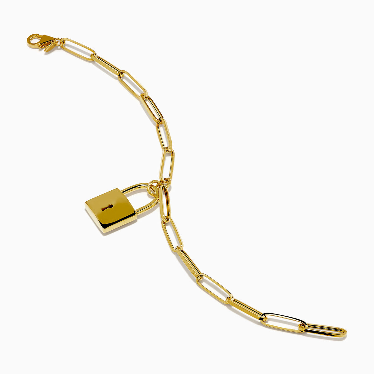 Paperclip Bracelet with Padlock Charm in 14K Yellow Gold view 2