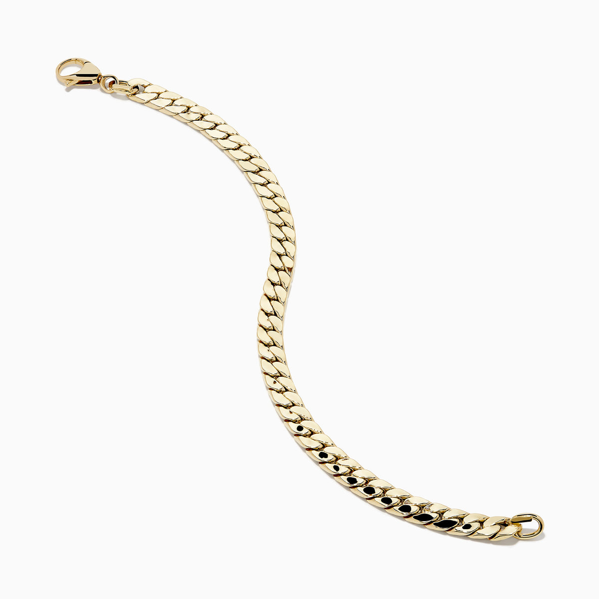 Hollow Flat Cuban Chain Bracelet in 14K Yellow Gold view 2