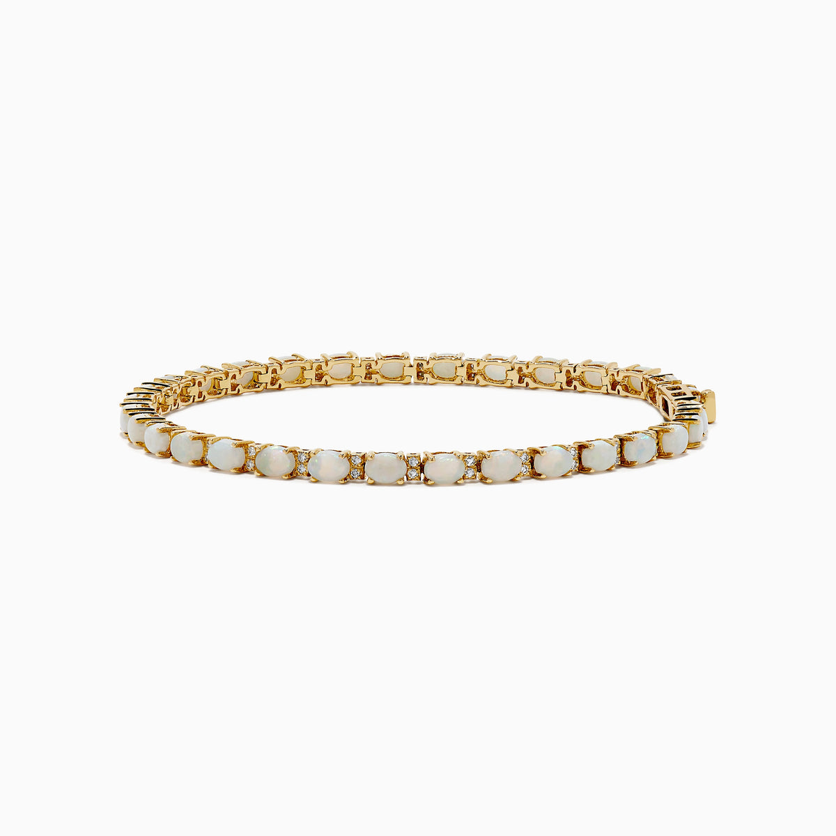 Opal and Diamond Tennis Bracelet in 14K Yellow Gold
