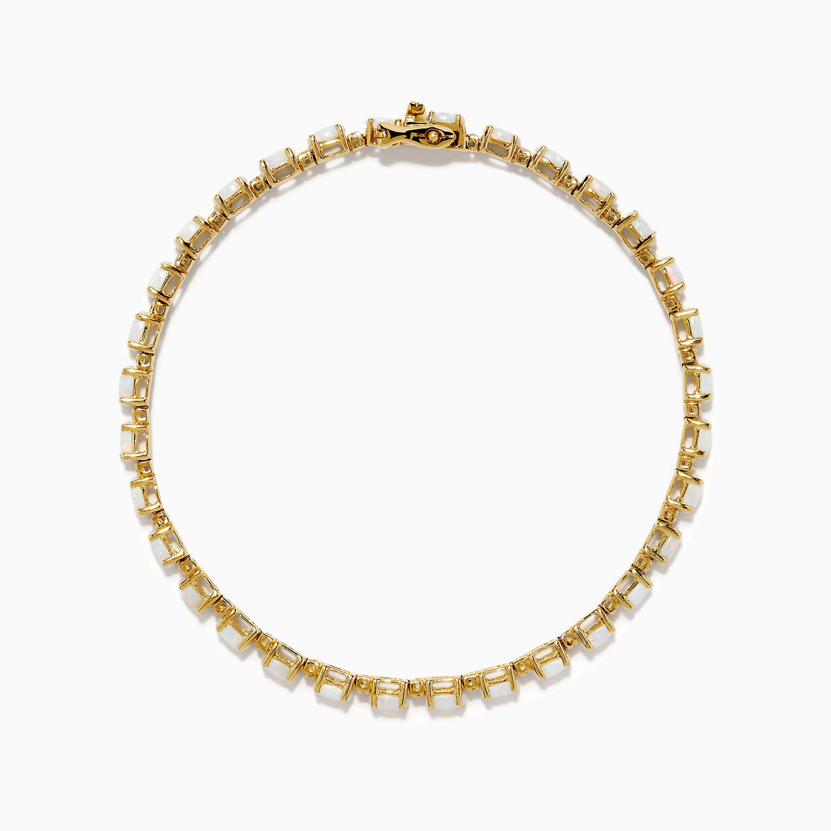 Opal and Diamond Tennis Bracelet in 14K Yellow Gold view 3