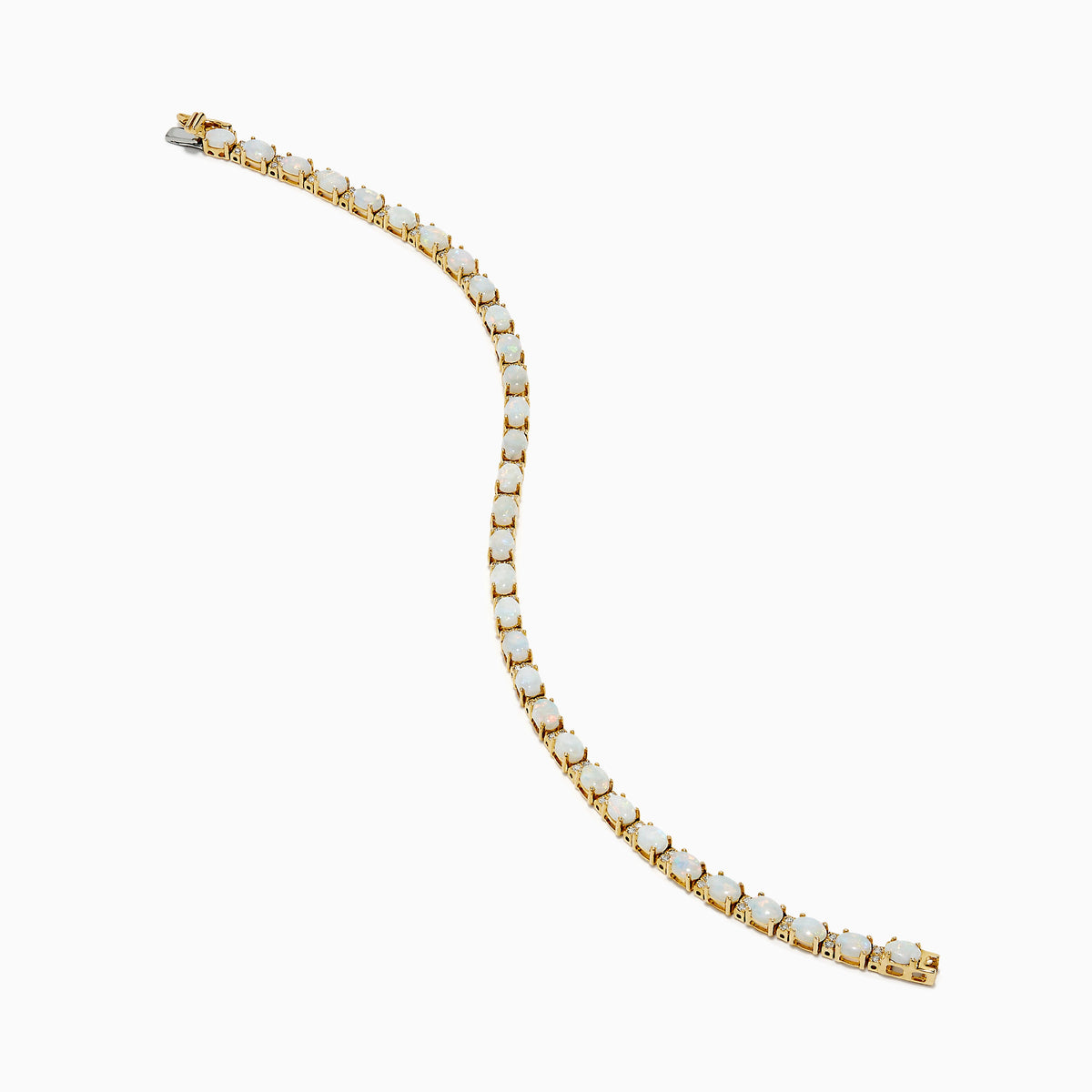 Opal and Diamond Tennis Bracelet in 14K Yellow Gold view 2