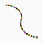 Cushion Cut Multi Color Gemstone Tennis Bracelet in 14K Yellow Gold view 2