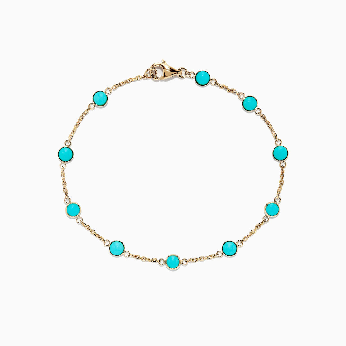 Turquoise Station Bracelet in 14K Yellow Gold