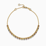 Multi Color Gemstone Beaded Chain Bracelet in 14K Yellow Gold view 3