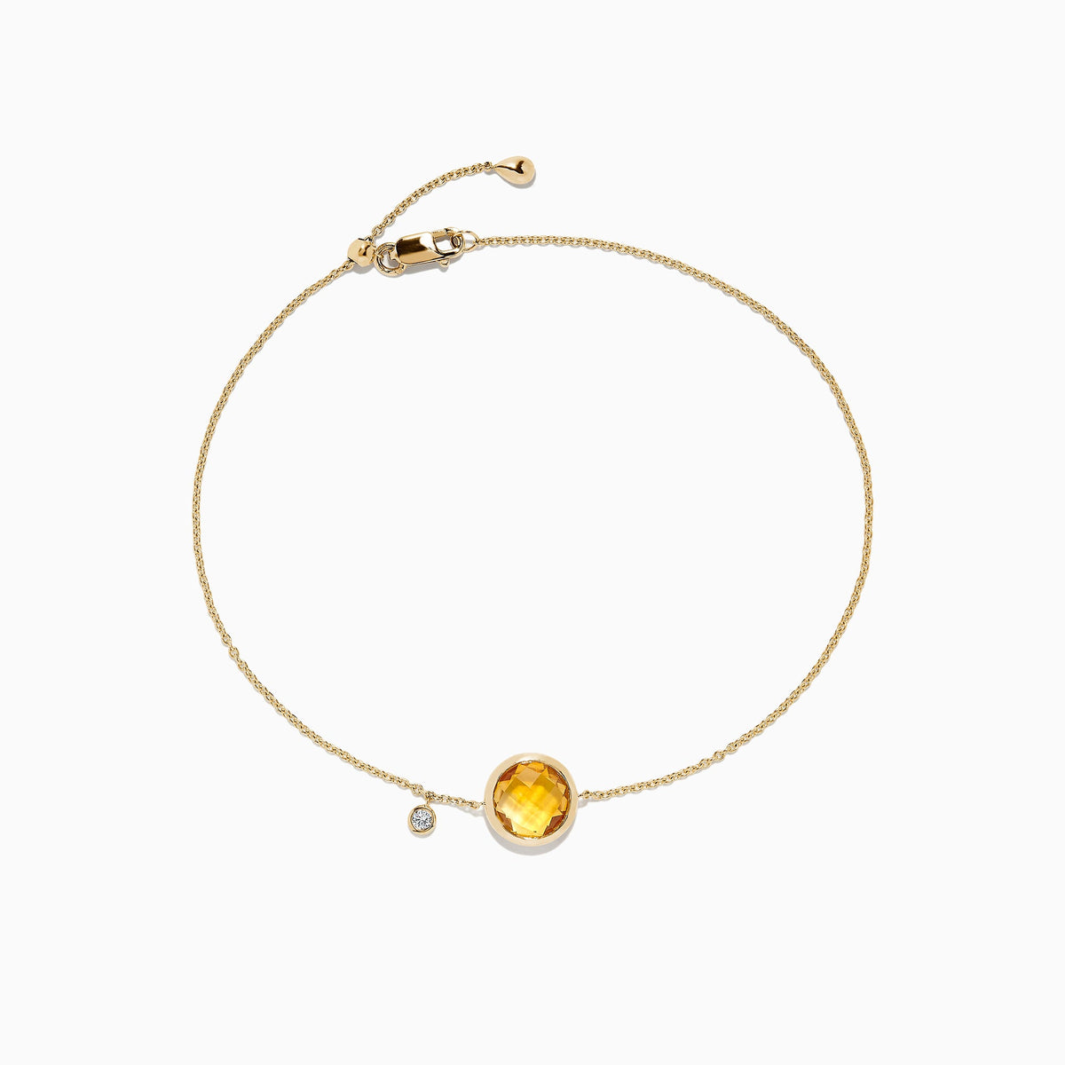 Citrine & Diamond Bolo Chain Bracelet in 14K Yellow Gold, 1.53 ctw