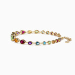Bezel Set Multi Gemstone Adjustable Tennis Bracelet in 14K Yellow Gold, 7.00 ctw view 2
