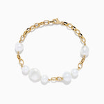 Fresh Water Pearl Chain Link Bracelet in 14K Yellow Gold