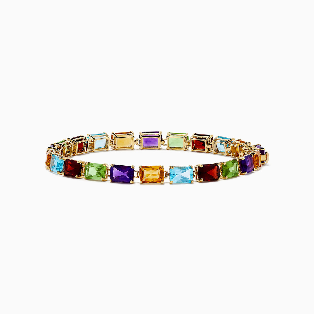 Radiant Cut Multi Color Gemstone Tennis Bracelet in 14K Yellow Gold