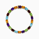 Radiant Cut Multi Color Gemstone Tennis Bracelet in 14K Yellow Gold view 3