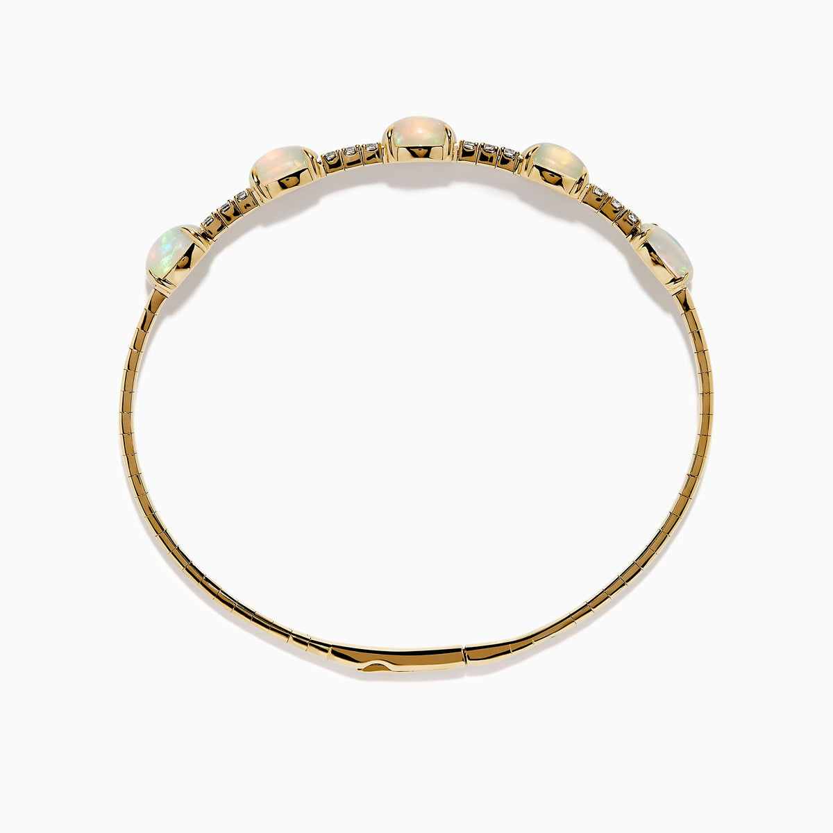 Opal and Diamond Flexible Bangle in 14K Yellow Gold view 3