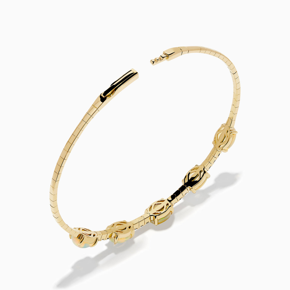 Opal and Diamond Flexible Bangle in 14K Yellow Gold view 2