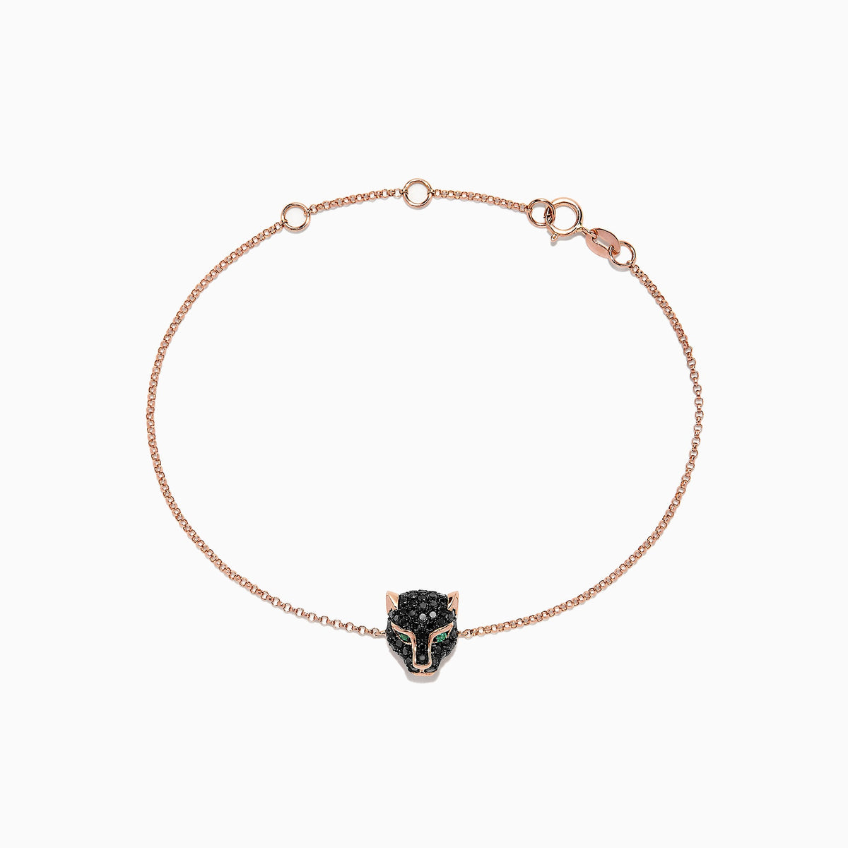 Black Diamond & Emerald Bracelet in 14K Rose Gold, 0.44 ctw