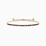 Tsavorite and Multi Sapphire Tennis Bracelet in 14K Yellow Gold