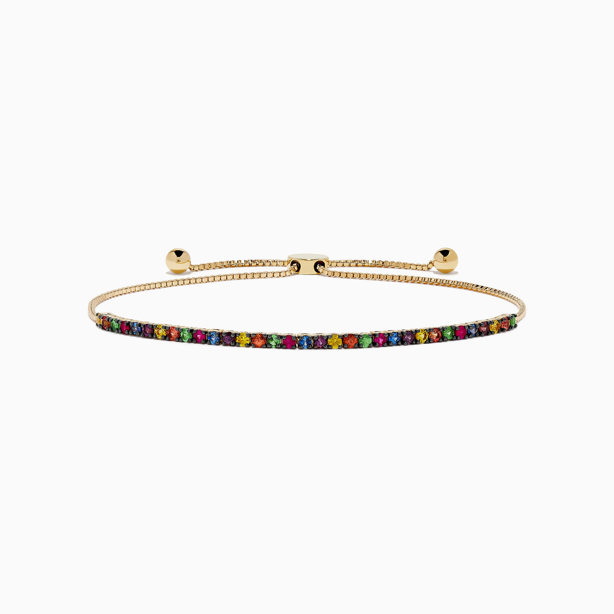 Tsavorite and Multi Sapphire Tennis Bracelet in 14K Yellow Gold