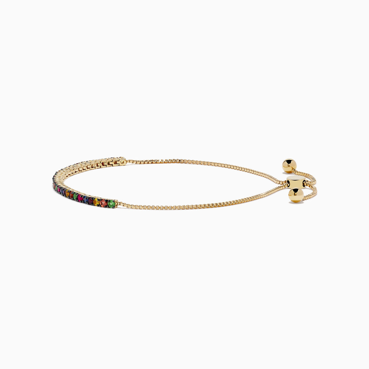 Tsavorite and Multi Sapphire Tennis Bracelet in 14K Yellow Gold view 2