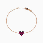Pave Ruby Heart Bracelet in 14K Rose Gold
