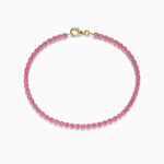 Pink Sapphire Tennis Bracelet in 14K Yellow Gold