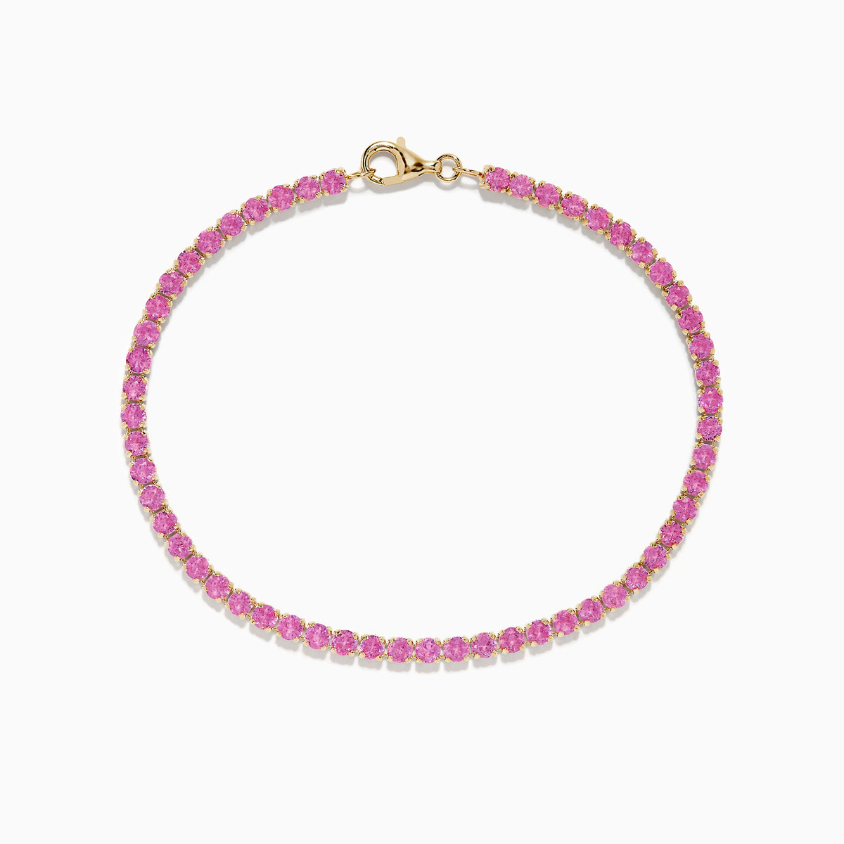 Pink Sapphire Tennis Bracelet in 14K Yellow Gold