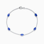 Tanzanite and Diamond Tennis Bracelet in 14K White Gold