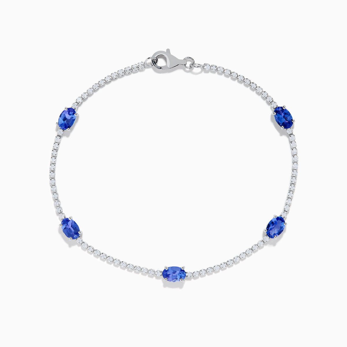 Tanzanite and Diamond Tennis Bracelet in 14K White Gold