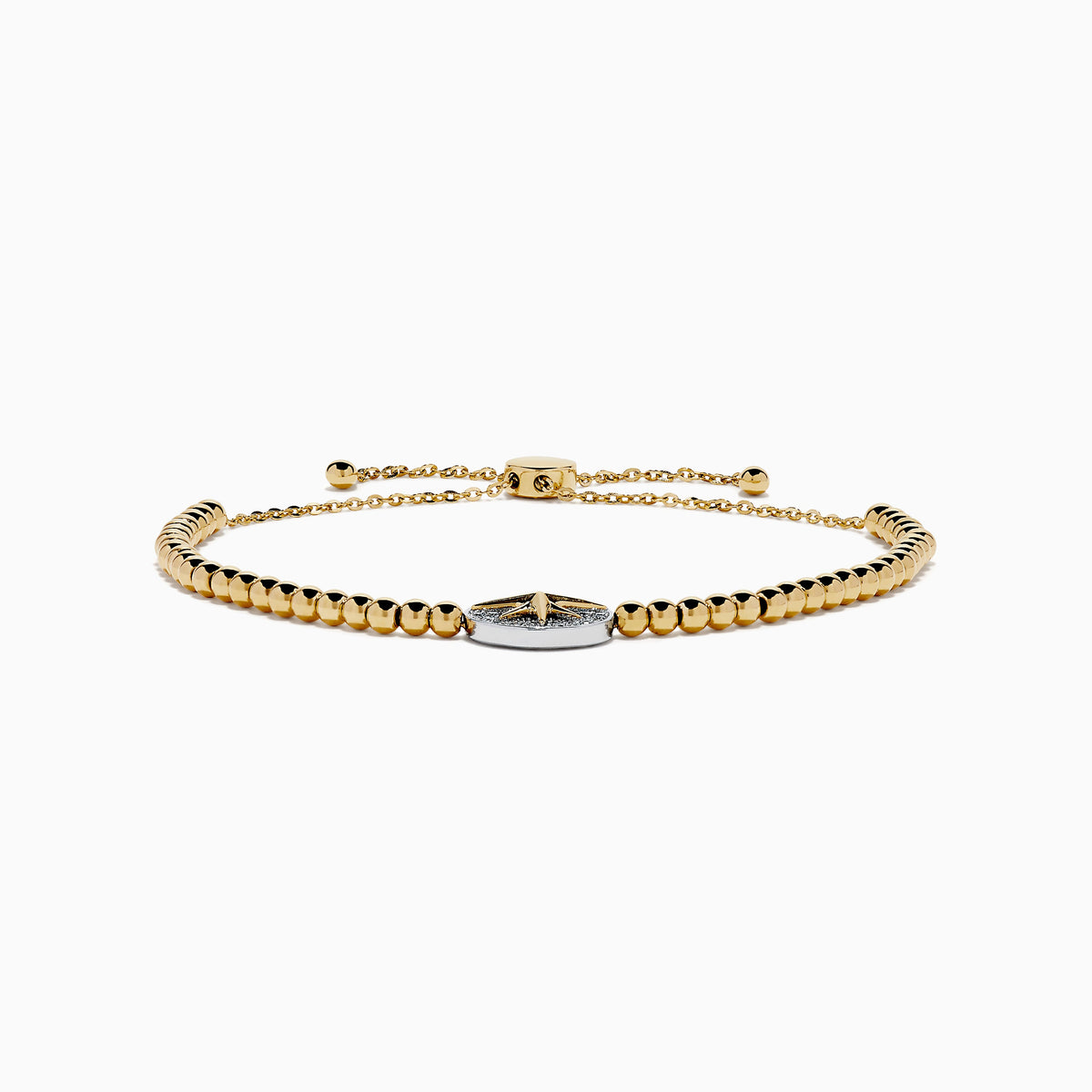 Diamond Compass Bolo Bracelet in 14K Yellow and White Gold view 3