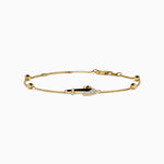 Diamond Anchor Beaded Station Bracelet in 14K Yellow Gold view 3