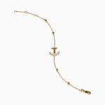 Diamond Anchor Beaded Station Bracelet in 14K Yellow Gold view 2