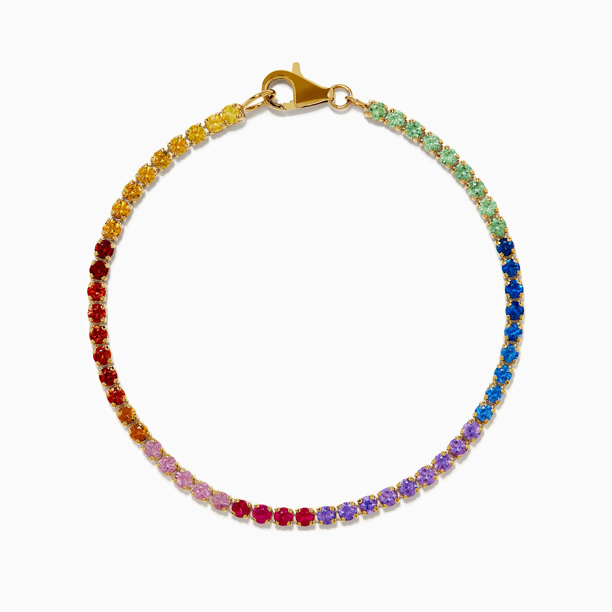 Multi Sapphire Tennis Bracelet in 14K Yellow Gold view 3