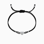 Diamond Heart String Bracelet in 14K White Gold, 0.13 ctw