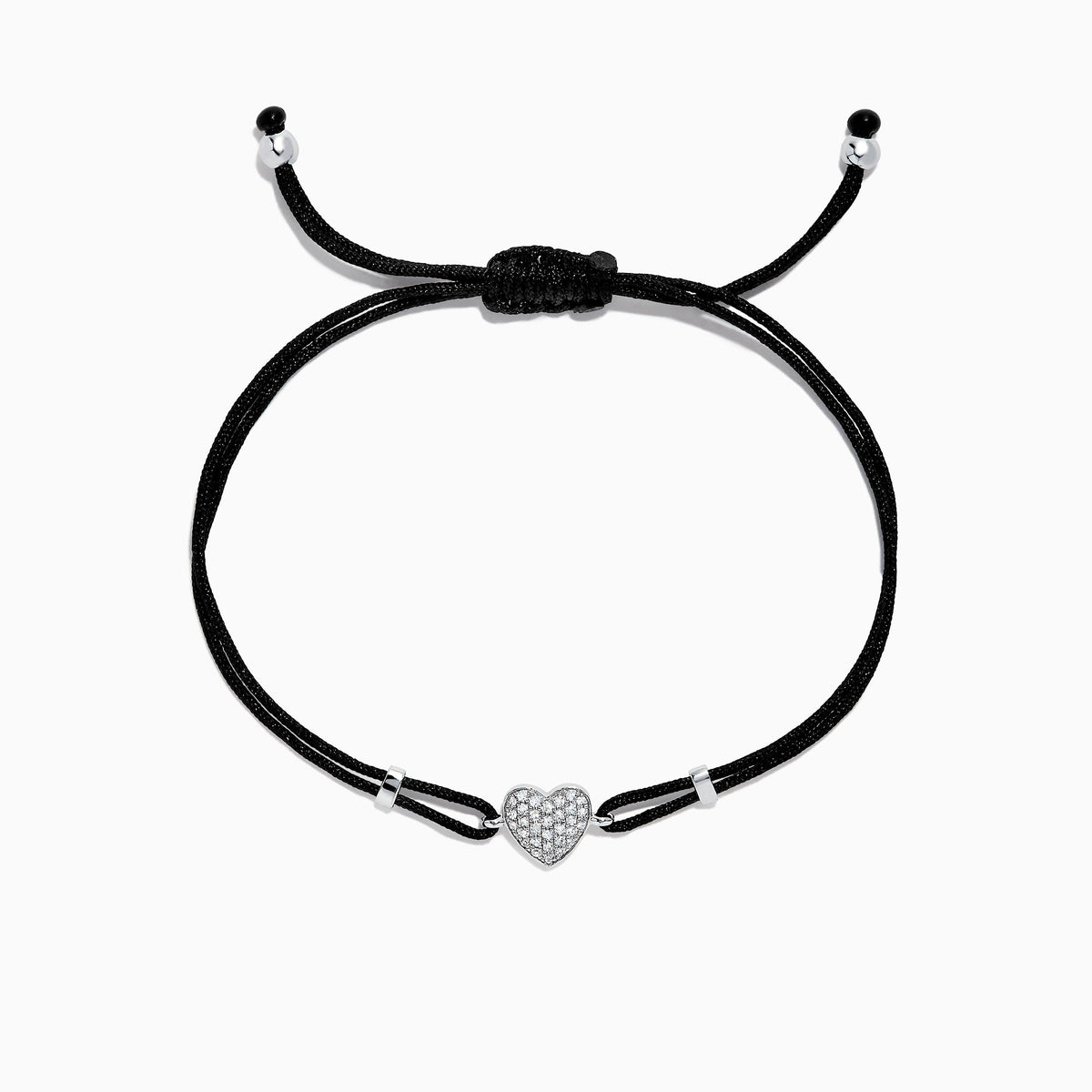 Diamond Heart String Bracelet in 14K White Gold, 0.13 ctw