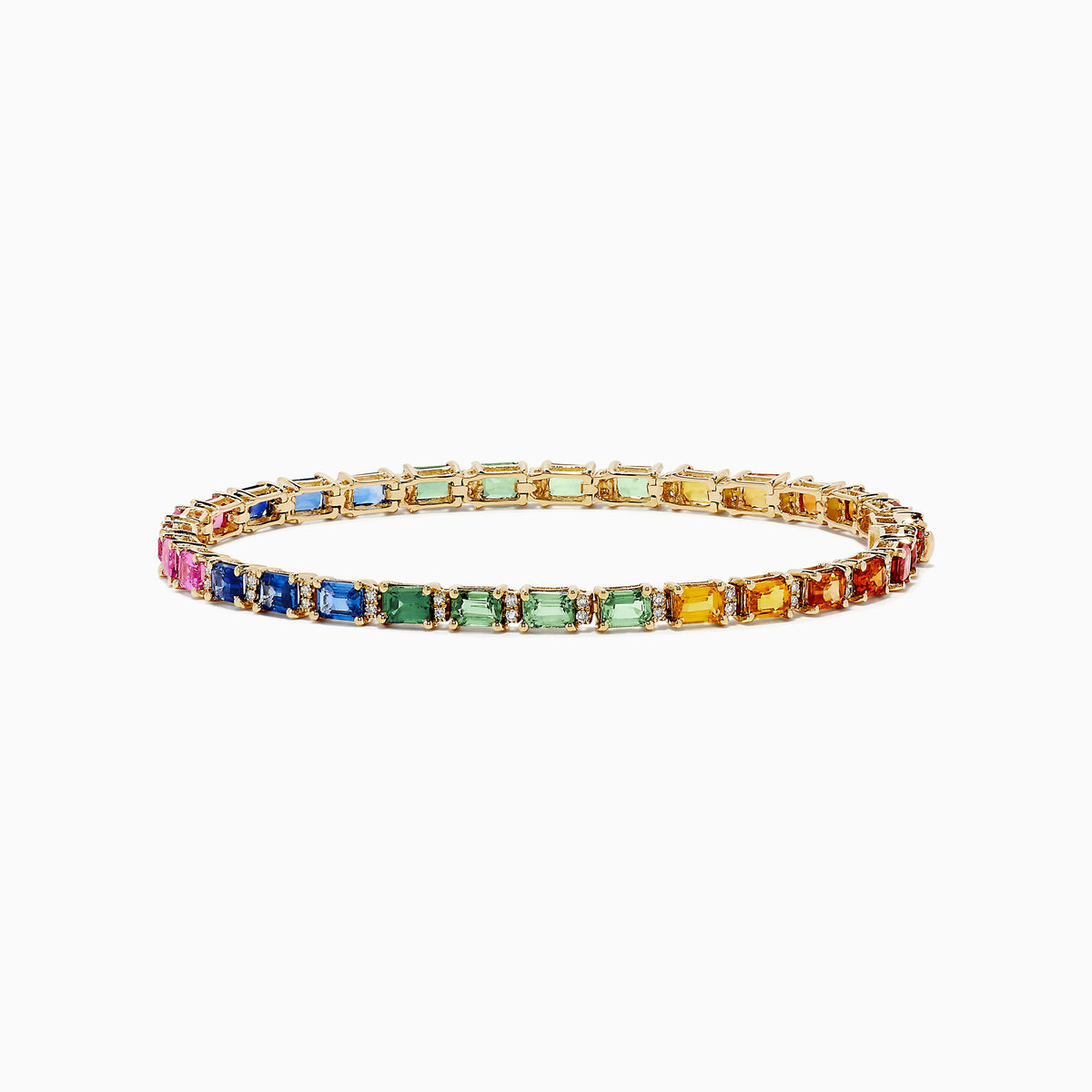 Multi Sapphire and Diamond Bracelet in 14K Yellow Gold
