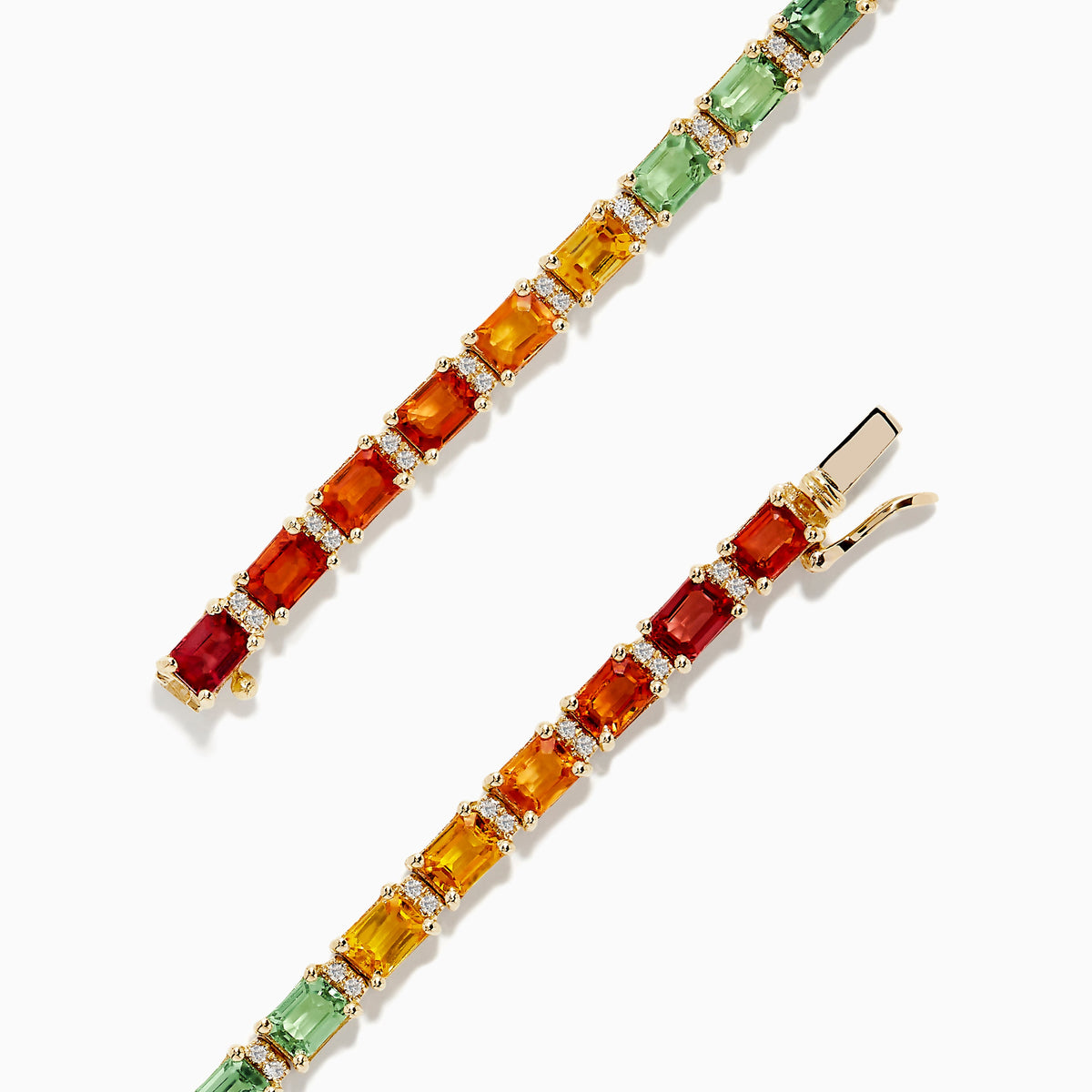 Multi Sapphire and Diamond Bracelet in 14K Yellow Gold view 2