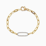 Diamond Paperclip Bracelet in 14K Yellow Gold, 0.16 ctw