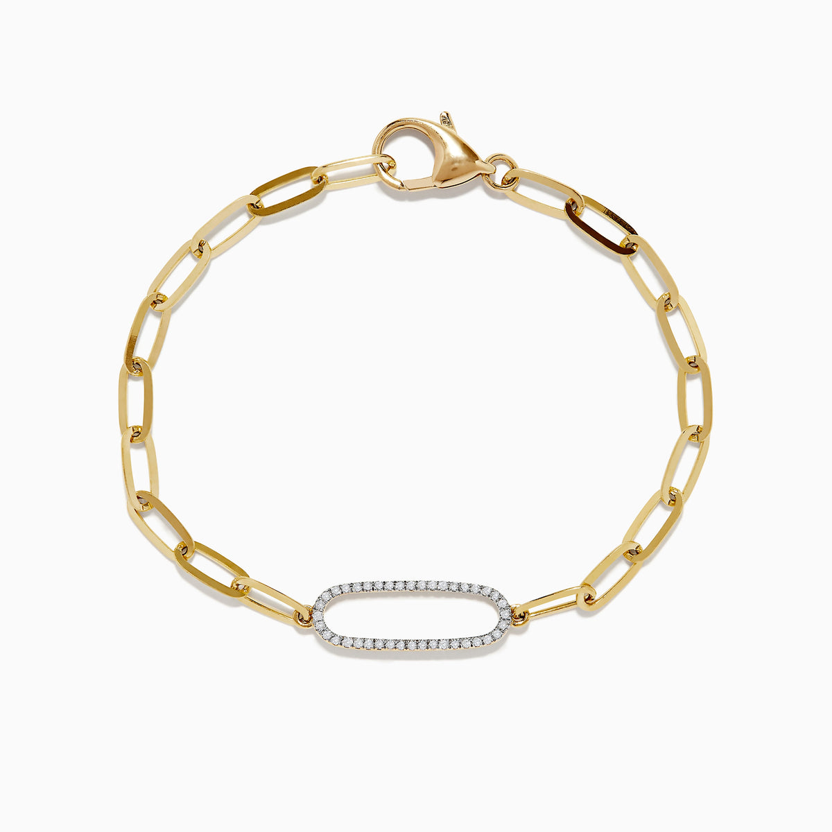 Diamond Paperclip Bracelet in 14K Yellow Gold, 0.16 ctw