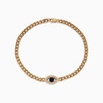 Blue Sapphire and Diamond Evil Eye Bracelet in 14K Yellow Gold