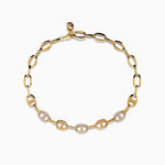 Anchor Chain Diamond Bracelet in 14K Yellow Gold, 0.27 ctw