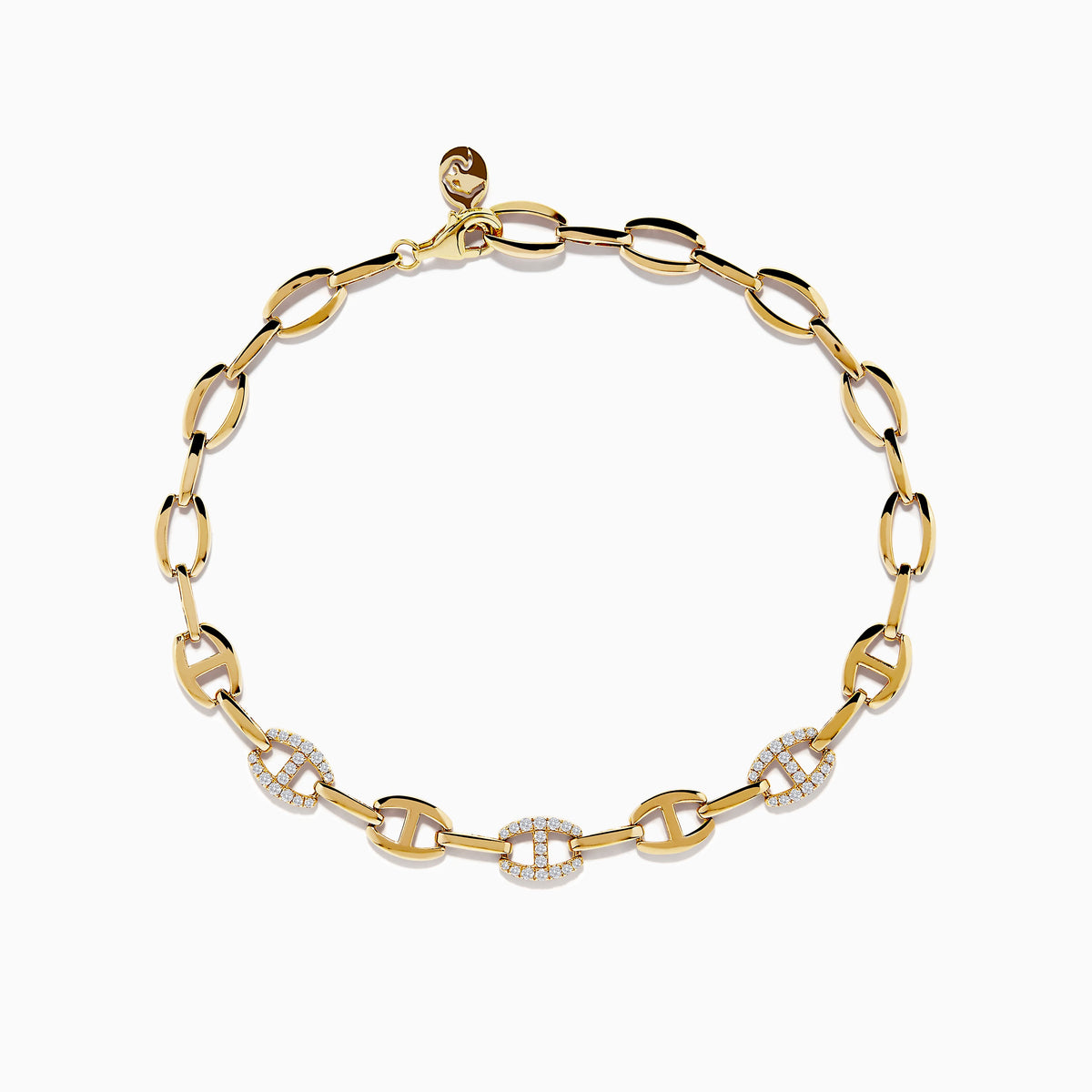 Anchor Chain Diamond Bracelet in 14K Yellow Gold, 0.27 ctw