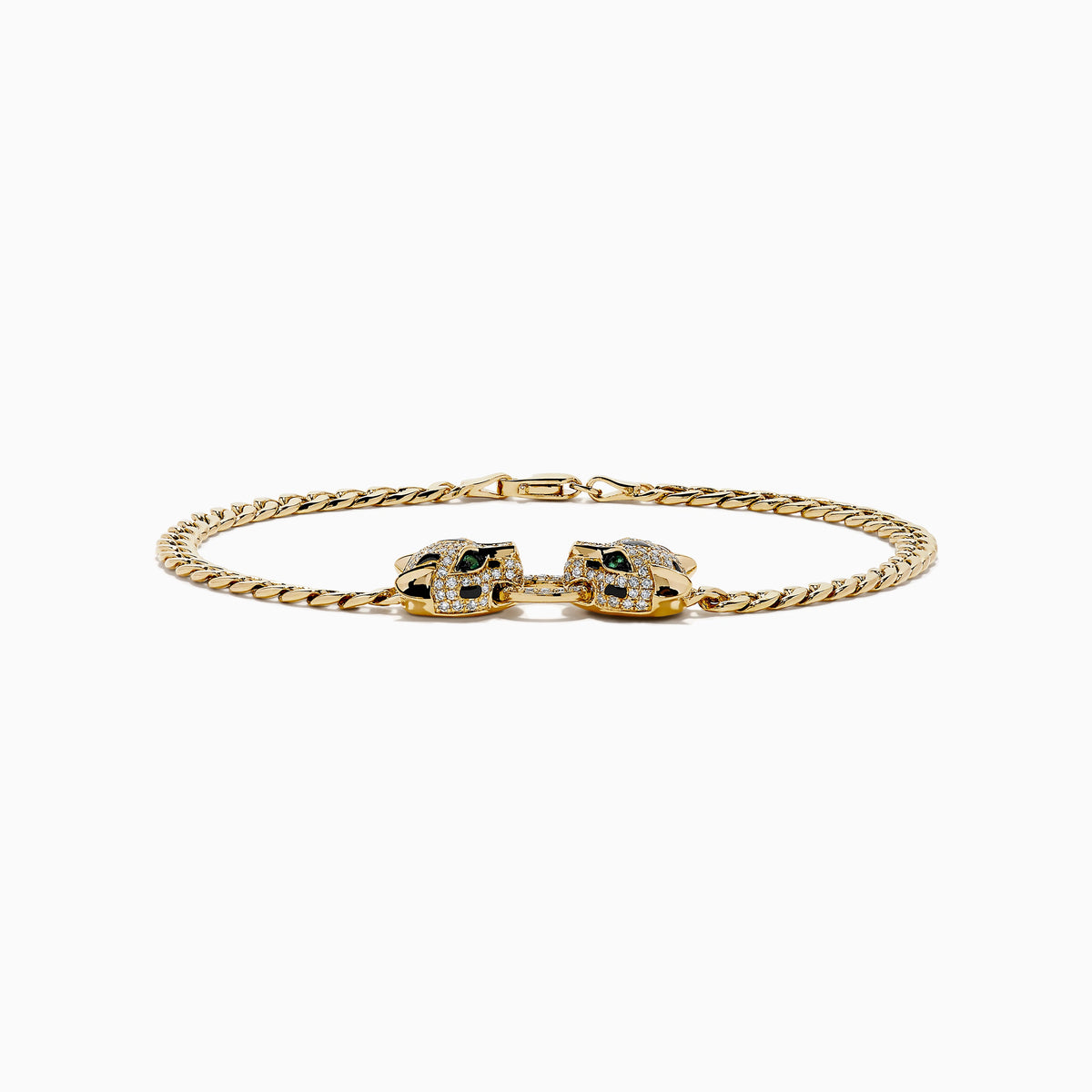 Diamond Panther Cuban Chain Bracelet in 14K Yellow Gold view 3