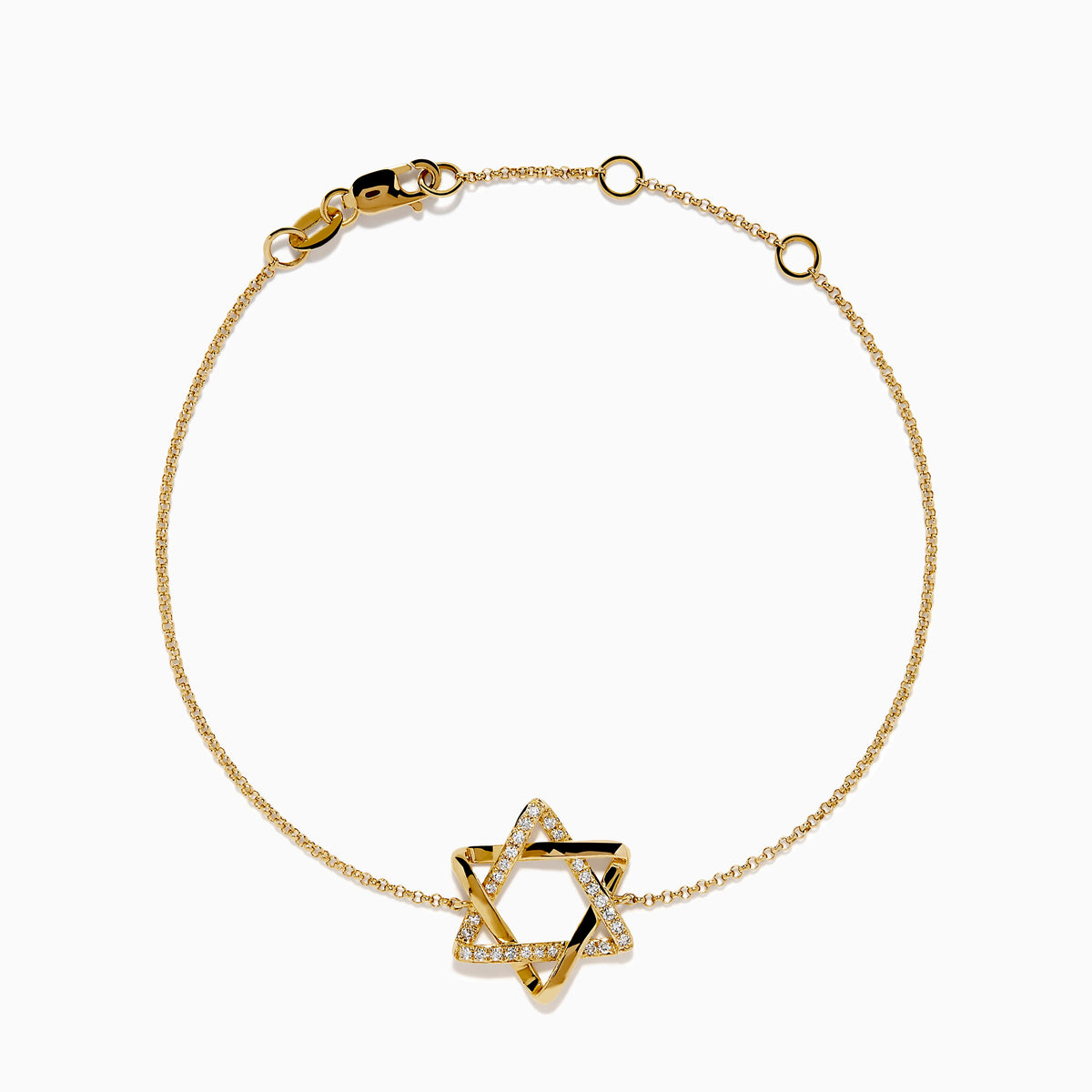 Diamond Pavé Star of David Bracelet in 14K Yellow Gold