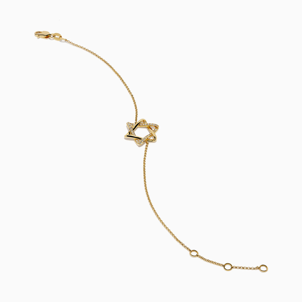 Diamond Pavé Star of David Bracelet in 14K Yellow Gold view 2