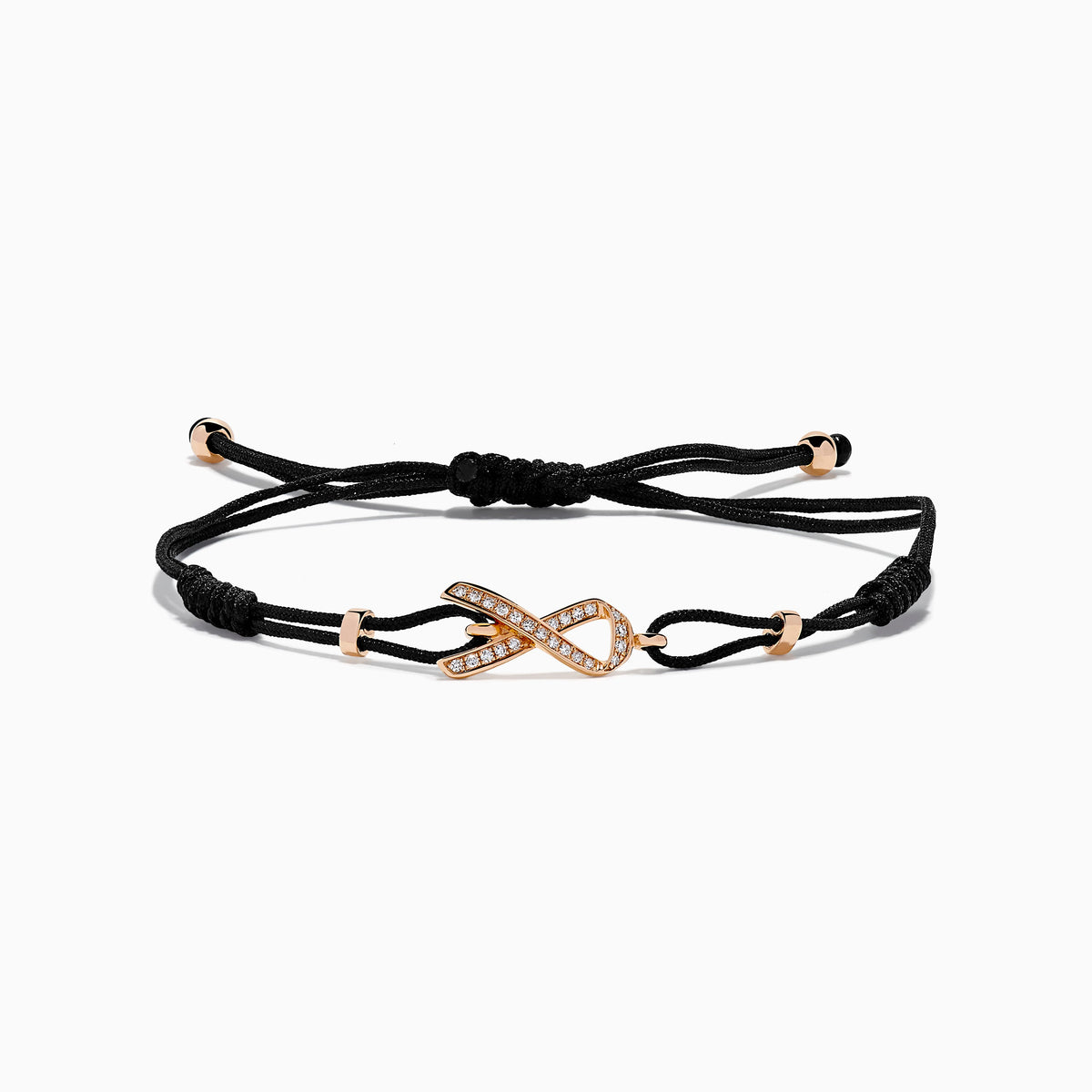 Diamond Pave Ribbon Bolo Bracelet in 14K Rose Gold