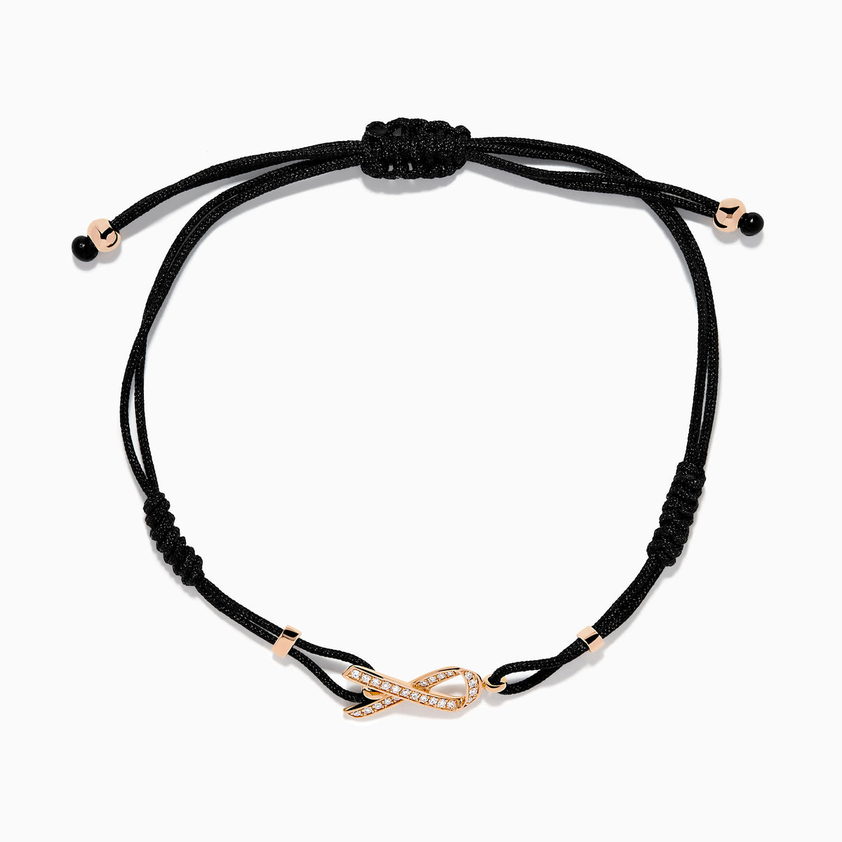 Diamond Pave Ribbon Bolo Bracelet in 14K Rose Gold view 3