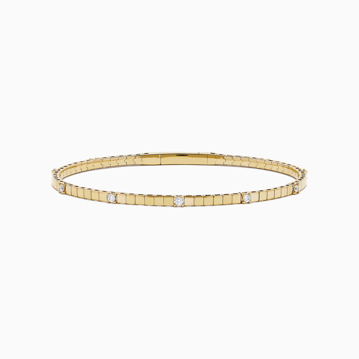 Diamond Station Flexible Bangle in 14K Yellow Gold