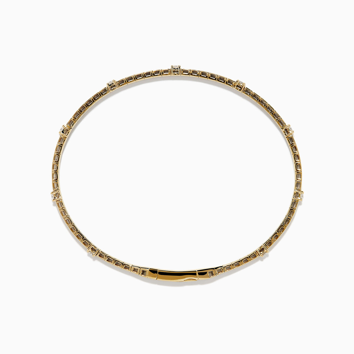 Diamond Station Flexible Bangle in 14K Yellow Gold view 3
