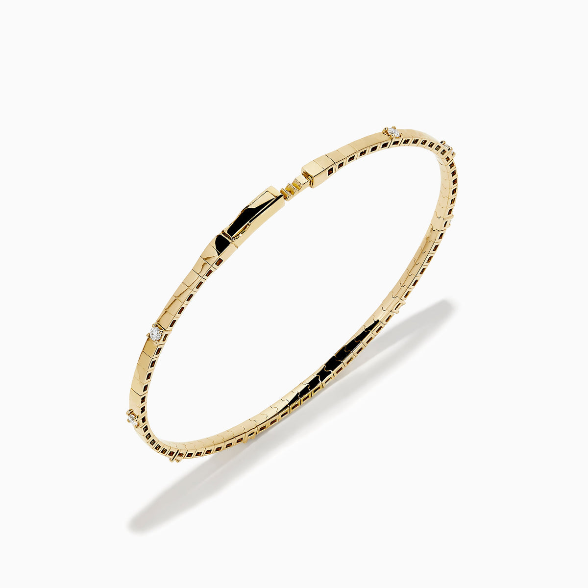 Diamond Station Flexible Bangle in 14K Yellow Gold view 2