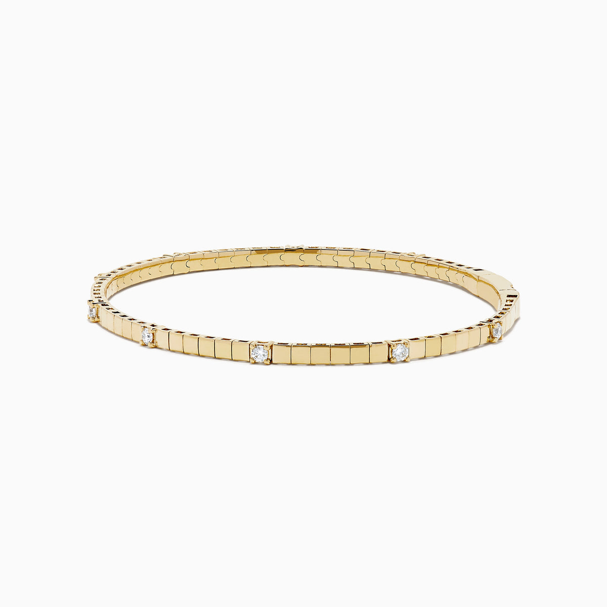Diamond Station Flexible Bangle in 14K Yellow Gold view 4